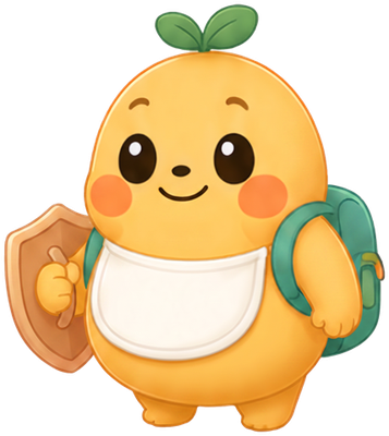 Bibi, the meetbibi mascot, holding a shield